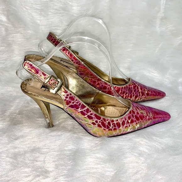 J.Renee Shoes Jrenee Hot Pink And Gold Iridescent Heels Poshmark